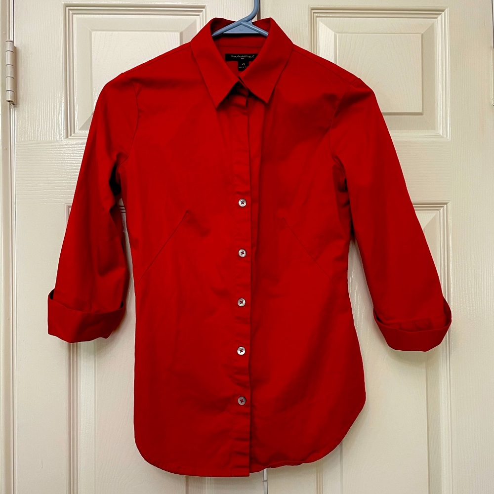 Banana Republic 3/4 sleeve red button down shirt.